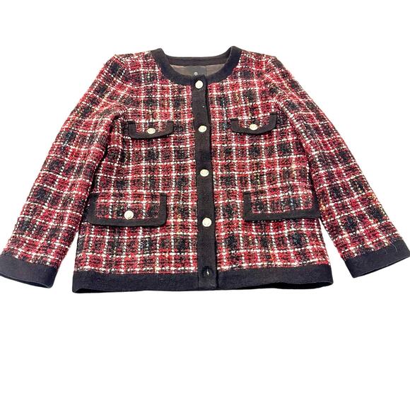 Anine Bing Lydia Checked woolblend Bouclétweed jacket Blazer Size Small Portugal - Picture 3 of 8